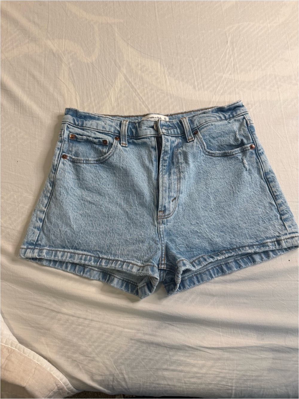 Abercrombie & Fitch Light Blue Denim High-Rise Shorts
